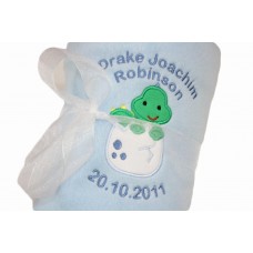 Baby Boy Personalised Embroidered Blanket Cute Dinosaur Egg Design
